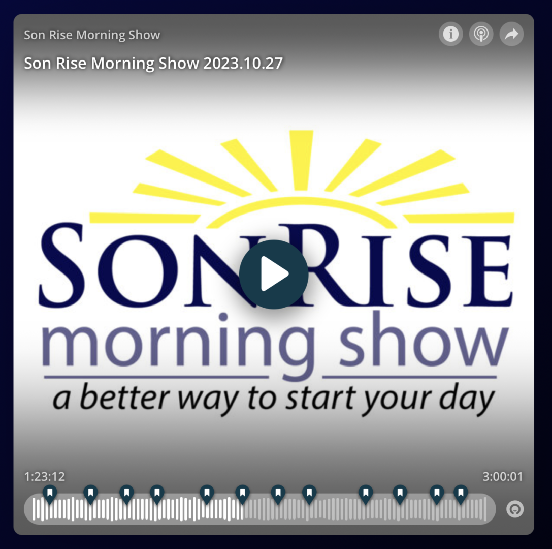 The sonrise morning show logo with the words better start to your day.
