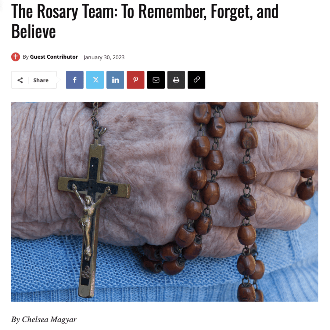 The rosary team to remember, forget, and believe.